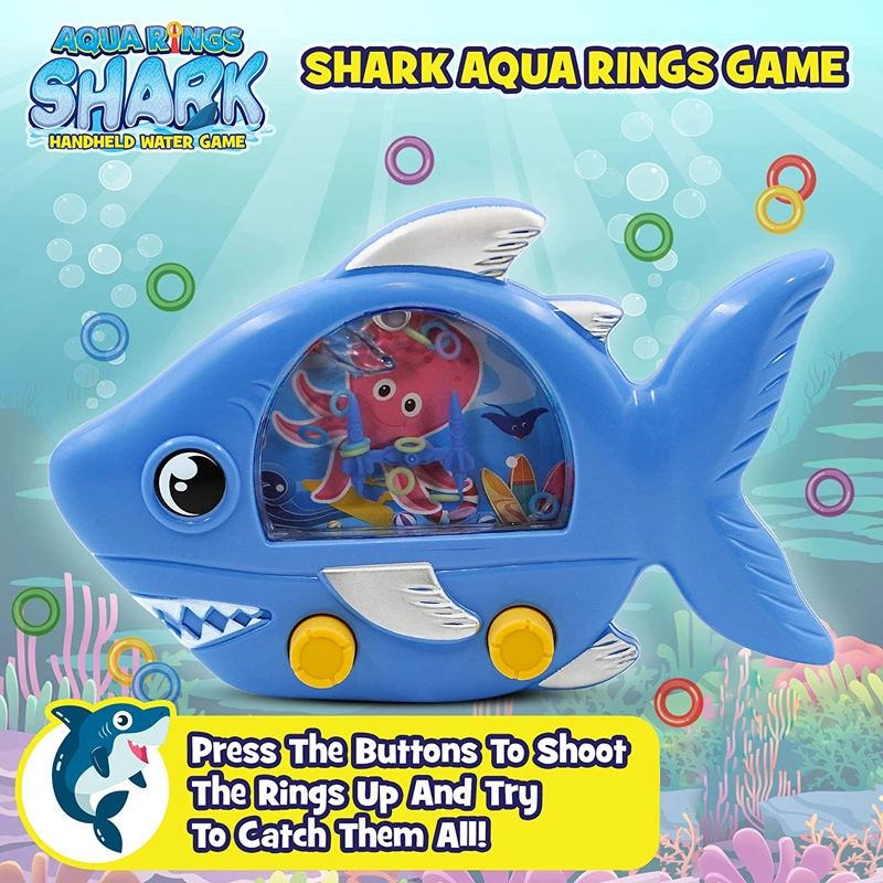 Aqua Rings Shark Handheld Retro Toys Nostalgic Car Activities Portable Road Trip Toys Calming Travel Water Game for Kids