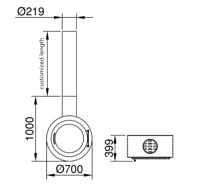 Round 100cm USA House Hotel Hanging Fireplace