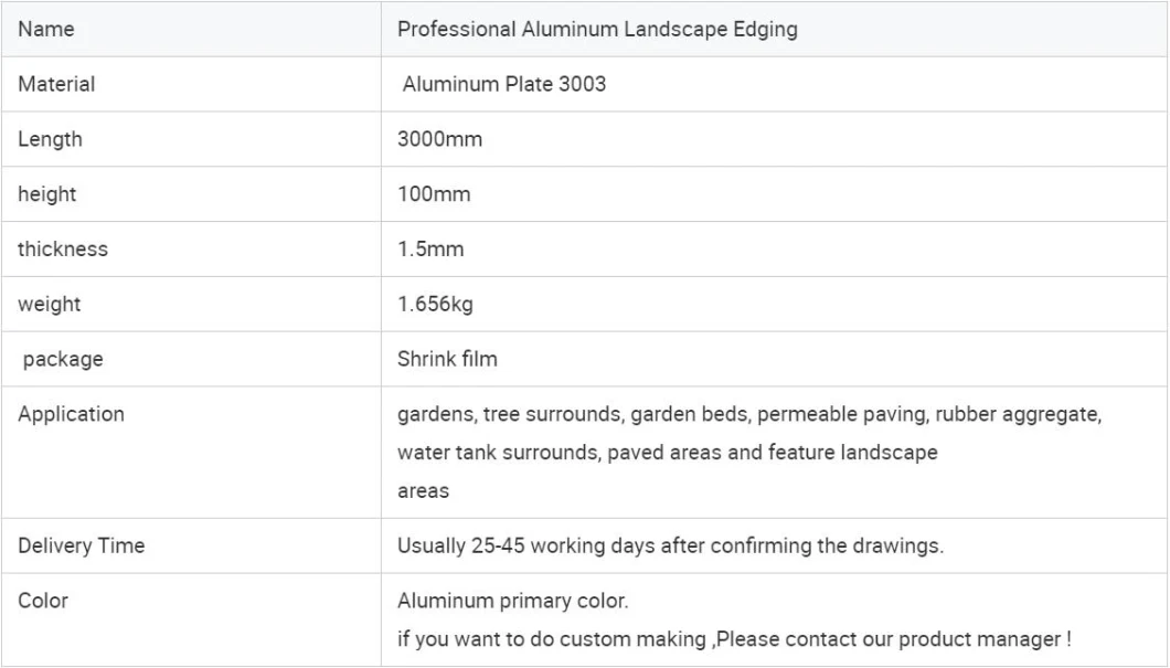 Factory Price Aluminum Metal Steel Garden Bed Lawn Edge Installation Metal Edging for Grass