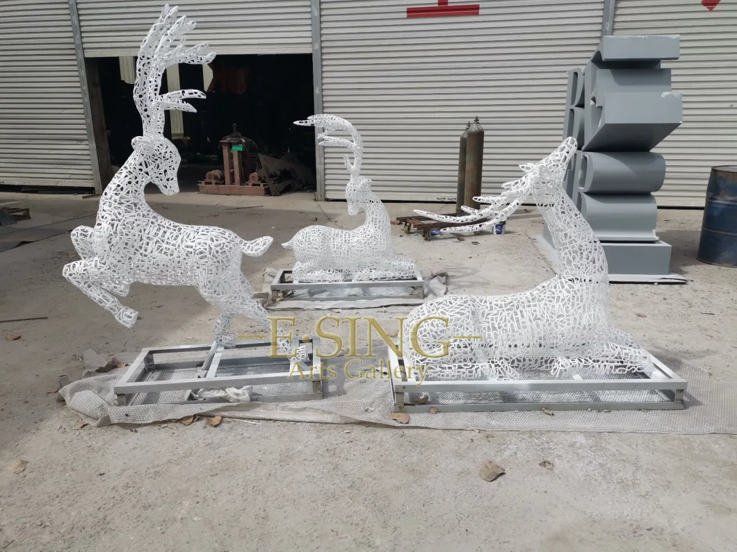 Hot Sale Metal Garden Stainless Steel Deer Statues Sculpture for City