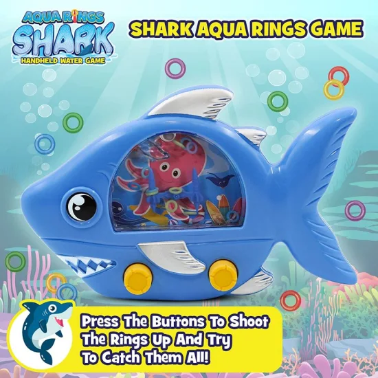 Aqua Rings Shark Handheld Retro-Spielzeug Nostalgische Autoaktivitäten Tragbares Roadtrip-Spielzeug Beruhigendes Reise-Wasserspiel für Kinder